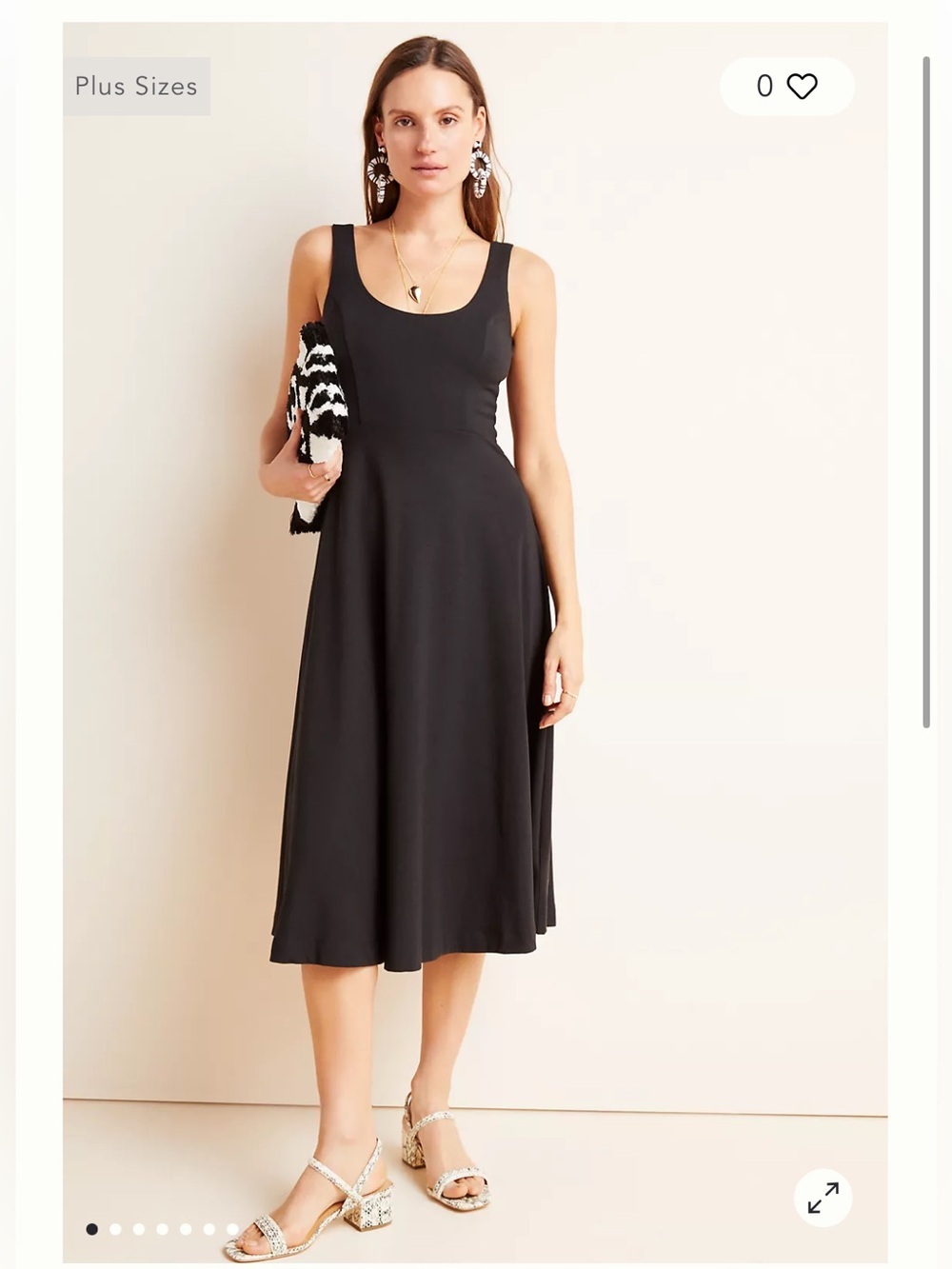 ANTHROPOLOGIE Maeve Theodora Midi Dress Black Scoop Neck Sleeveless Flowy XS